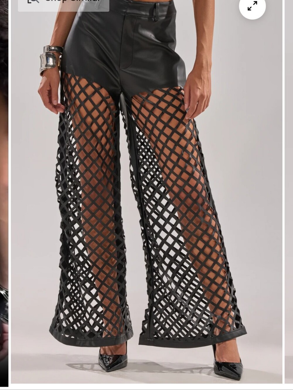 OPEN UP FAUX LEATHER TROUSER Sz M - Picture 2 of 6